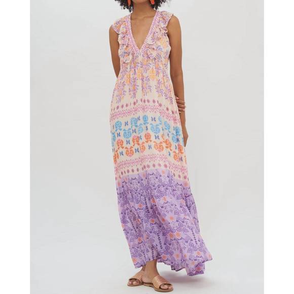 OLIPHANT Dresses & Skirts - NEW OLIPHANT ruffle v-neck maxi dress in lilac paradiso